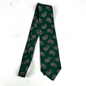 Polo Ralph Lauren Vintage Silk Designer Necktie Paisley Green Handmade Classic